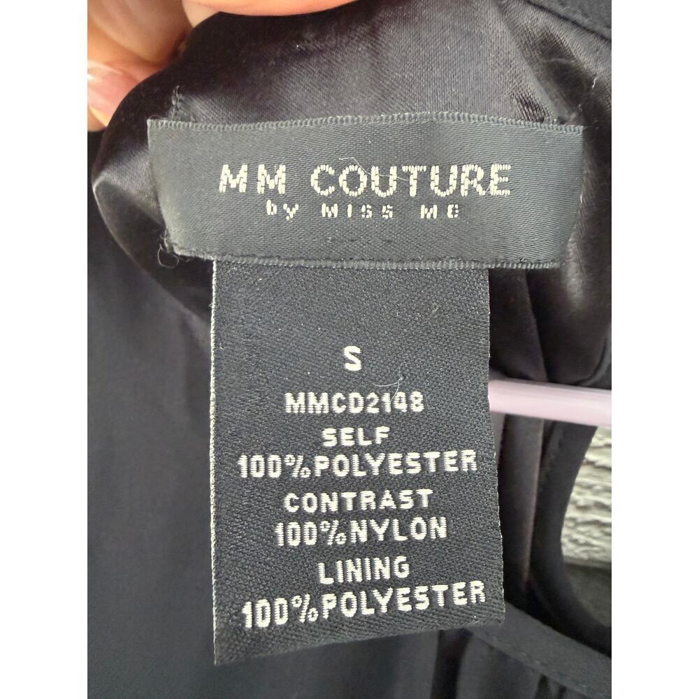 MM Couture Black Sequin Cocktail Dress Size S Sleeveless Chiffon Blouson Party D - Picture 5 of 7